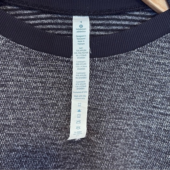 Lululemon Base Runner Long Sleeve Mini Check Pique Black , sz 4 - Picture 10 of 10